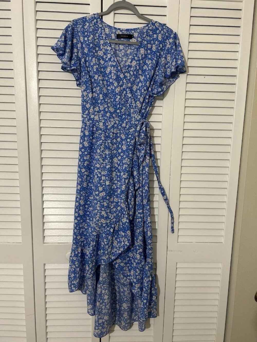 Women's dress, Zecika brand, blue baby-sized printed pattern